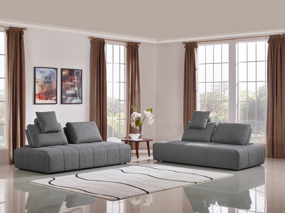 Divani Casa Edgar Modern Gray Fabric Modular Sectional Sofa   Transitional   Sectional Sofas   by Vig Furniture Inc.  Houzz