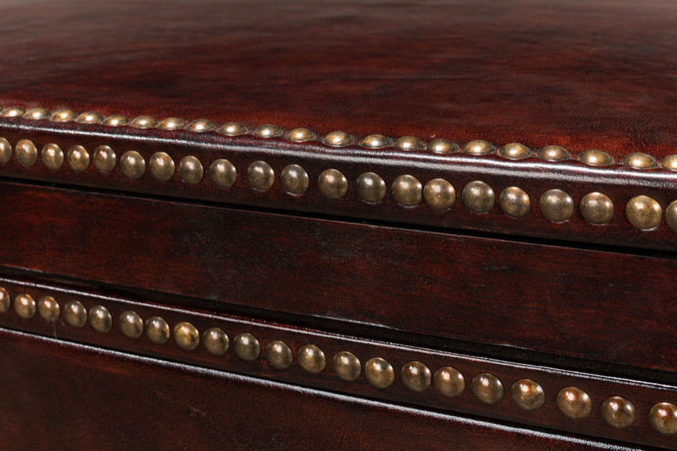 Studded Gentleman  x27s Chest Leather Upholstery   Traditional   Accent Chests And Cabinets   by Sideboards and Things  Houzz