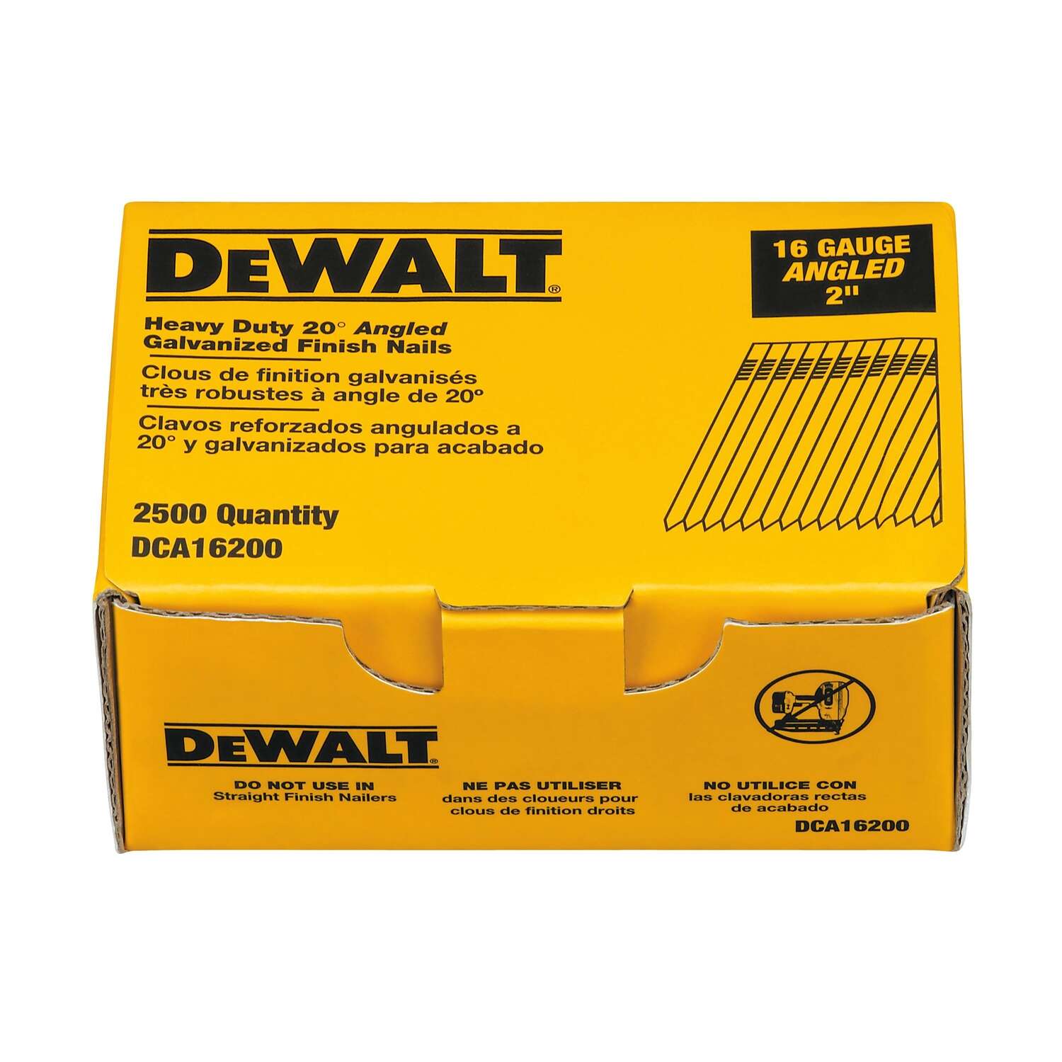 DW 2 in. 16 Ga. Angled Strip Galvanized Finish Nails 20 deg 2，500 pk