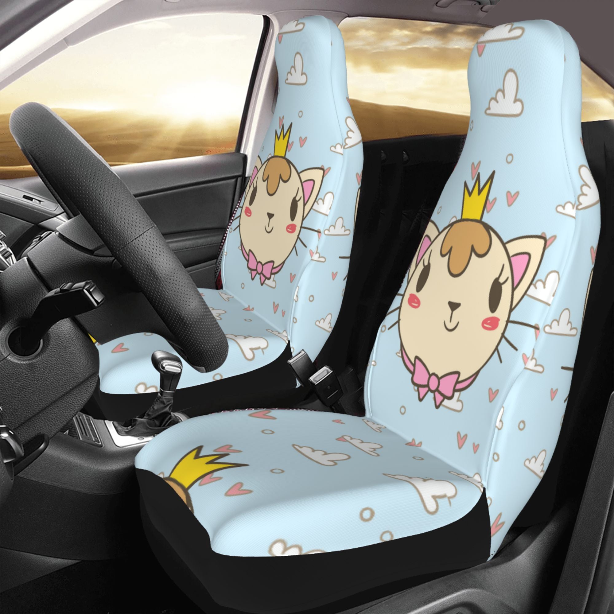 ZICANCN Car Seat Cover Cat Cloud Heart Car Front Seat Covers Protectors ， Automotive Seat Covers for Cars Trucks Suv