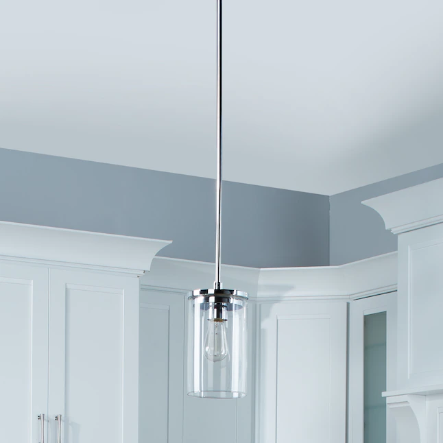 Kichler 43996CH Crosby Chrome Transitional Clear Glass Cylinder Mini Pendant Light