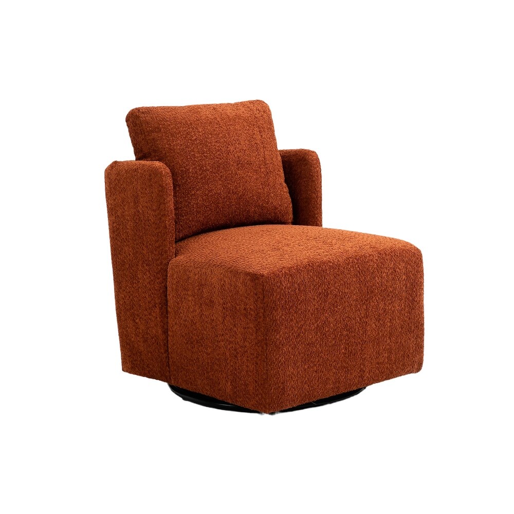 Chenille Upholstered 360 Degree Swivel Barrel Chair For Living Room Bedroom