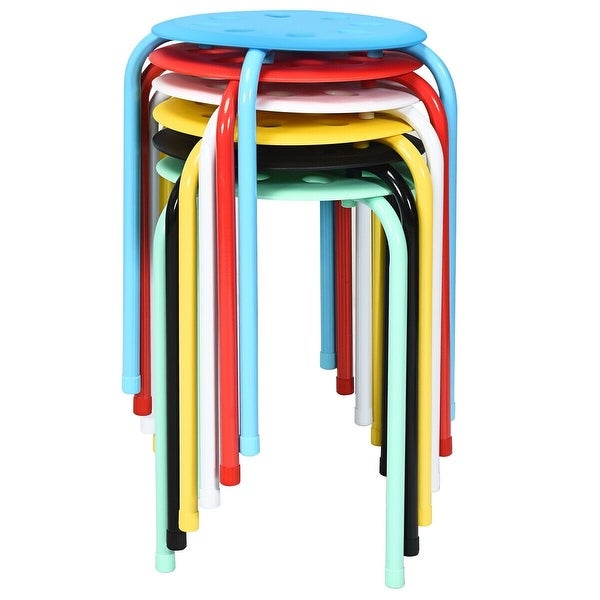 Set of 6 Portable Plastic Stack Stools - 14.5