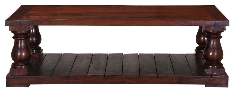 Lincoln Mango Wood 59 quotRectangle Balustrade Coffee Table   Traditional   Coffee Tables   by Sierra Living Concepts Inc  Houzz