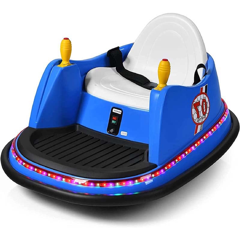 6V Kids Ride On Bumper Car 360-Degree Spin Race Toy with Dual Joysticks, Flashing LED Light, Remote Control