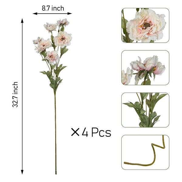 Pink Silk Decorative Artificial Penony Faux Flowers