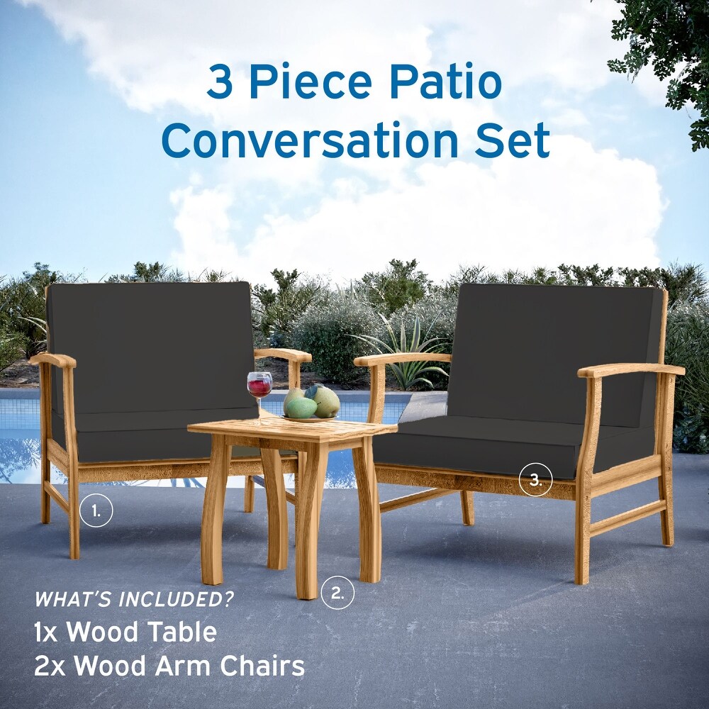 Nestl 3 Piece Acacia Wood Small Patio Furniture Set   Outdoor Patio Bistro Set with Patio Chairs