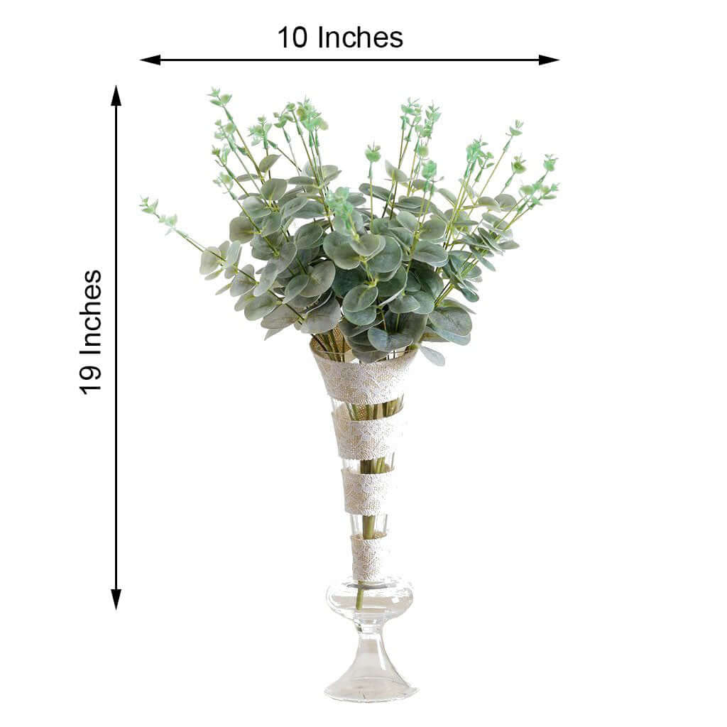 2 Bushes Frosted Green Artificial Eucalyptus Branch Bouquet Plants 19