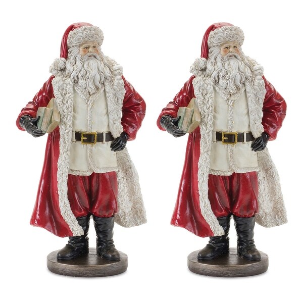 Santa w/Books (Set of 2) 12.75H Resin