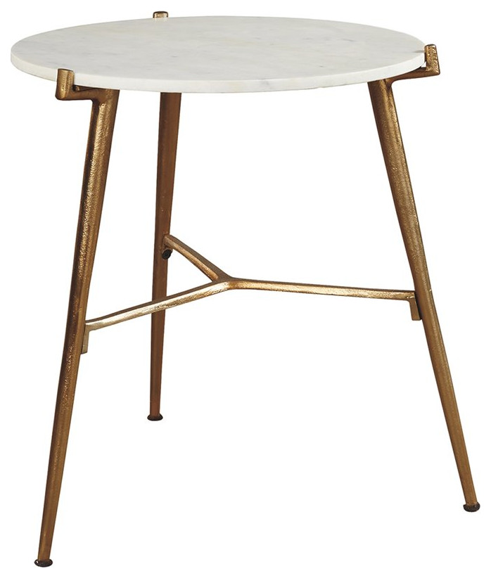 Ashley Chadton Marble Top Accent Table in White and Gold   Midcentury   Side Tables And End Tables   by Ashley Furniture Industries  Houzz