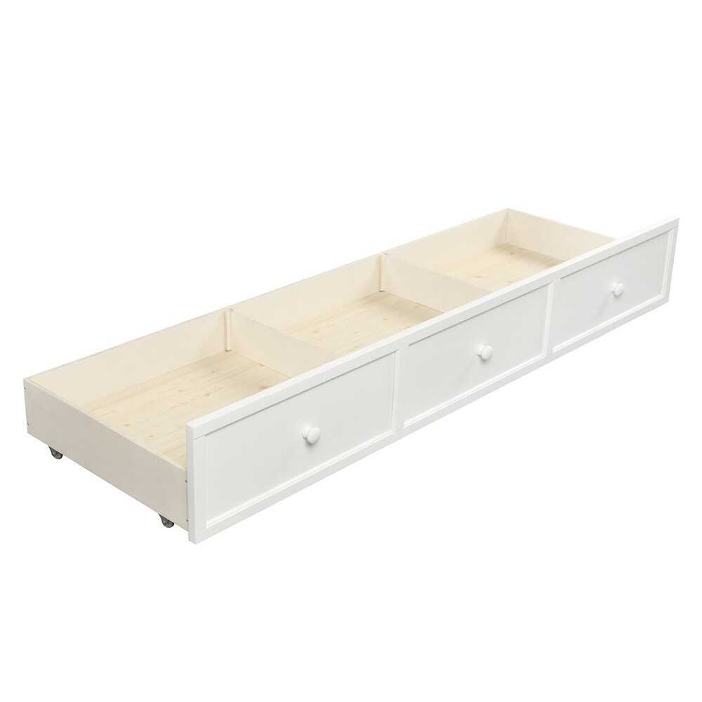 Wood Daybed with Three Drawers  Twin Size Daybed No Box Spring Needed for Bedroom  White