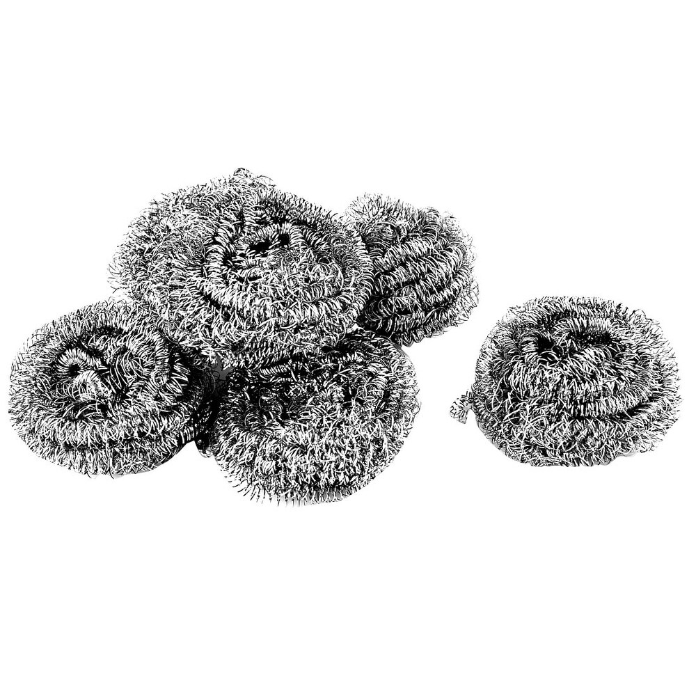 Stainless Steel Wire Dish Pan Scrubber Pad Cleaning Tool 60mm 6pcs   Silver   2.4\