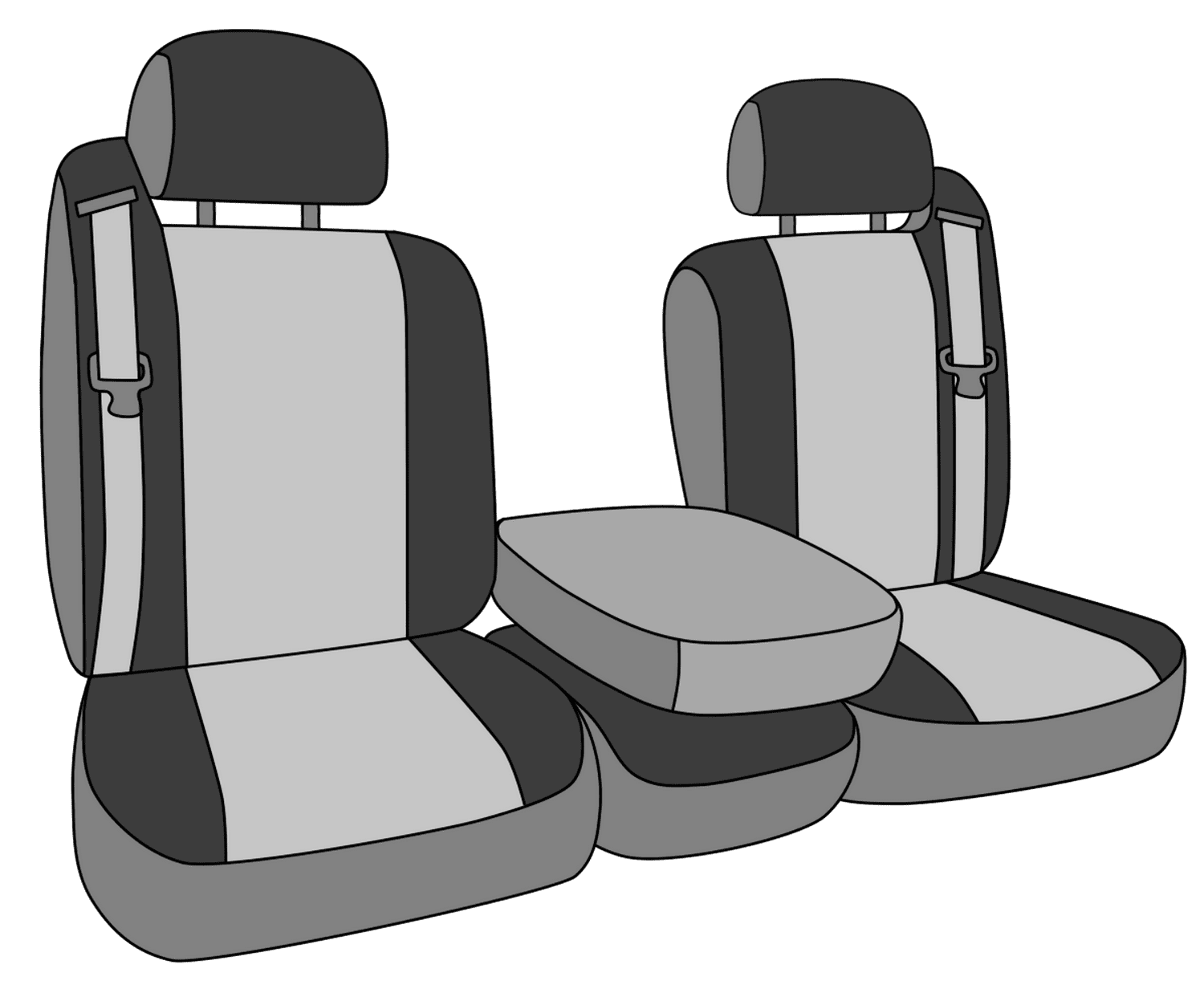 CalTrend Front Faux Leather Seat Covers for 2003-2007 Chevy/GMC Suburban|Silverado|Tahoe|Sierra 1500-2500 - CV383-03LX Charcoal Insert and Trim