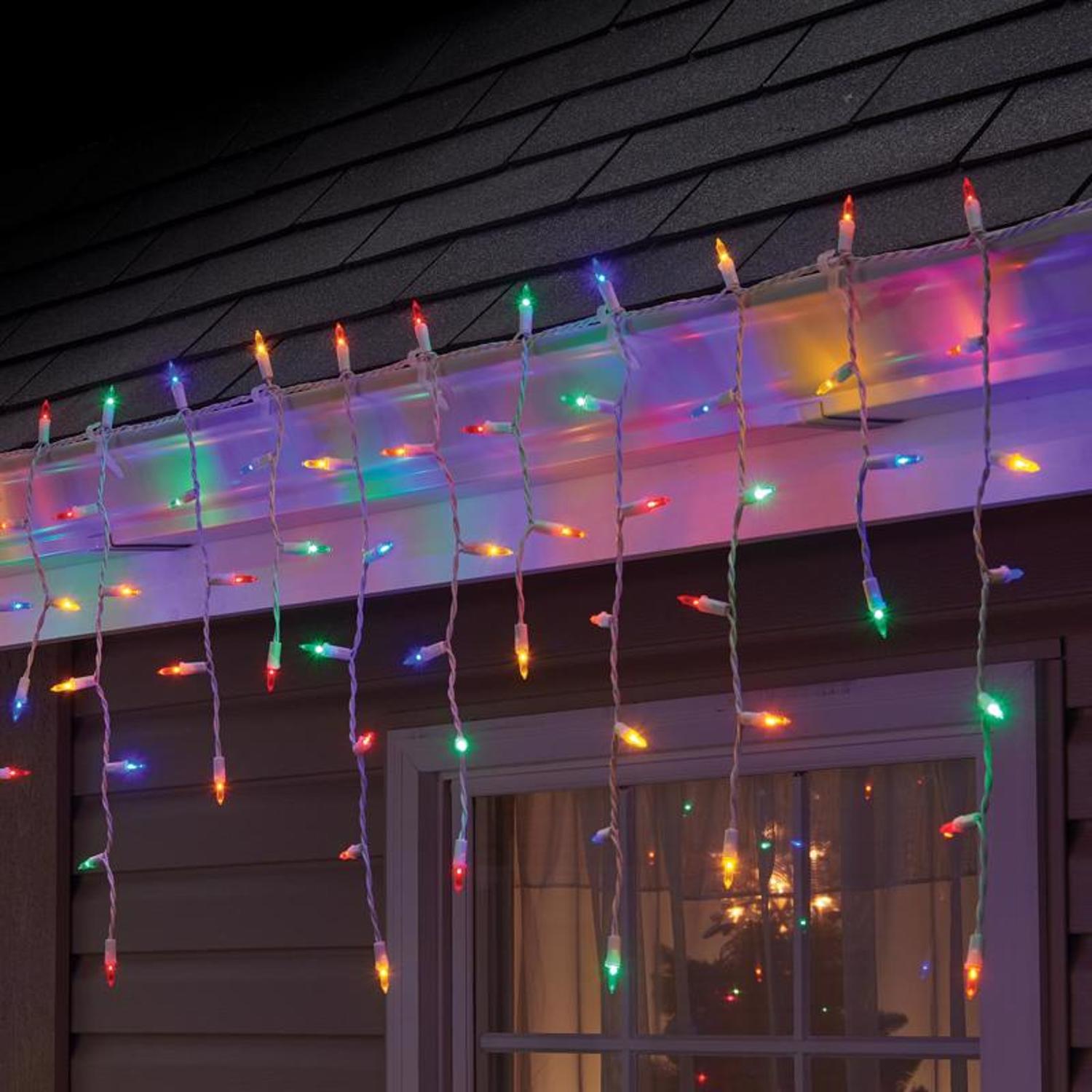 Celebrations LED Mini Multicolored 100 ct Icicle Christmas Lights 6 ft.