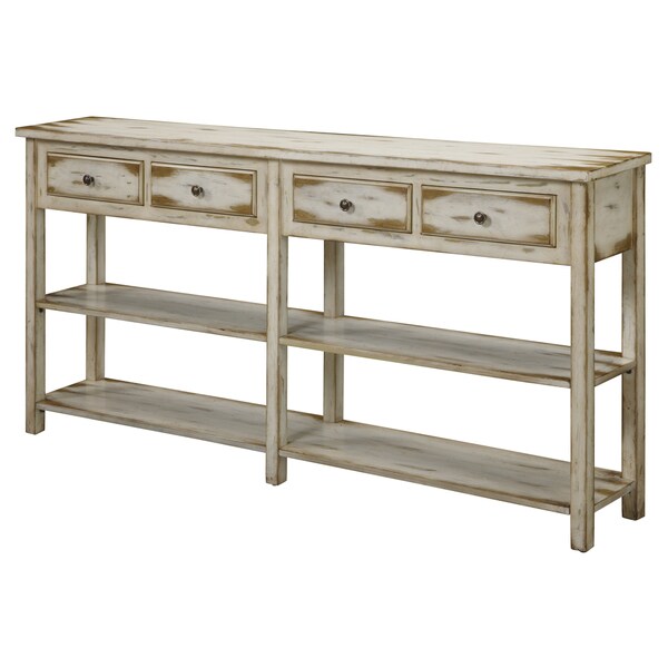 Somette Cream Rub-Through 4-Drawer Console Table - 72