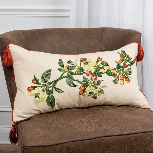 Oversized Christmas Branch Lumbar Throw Pillow Rizzy Home Cover