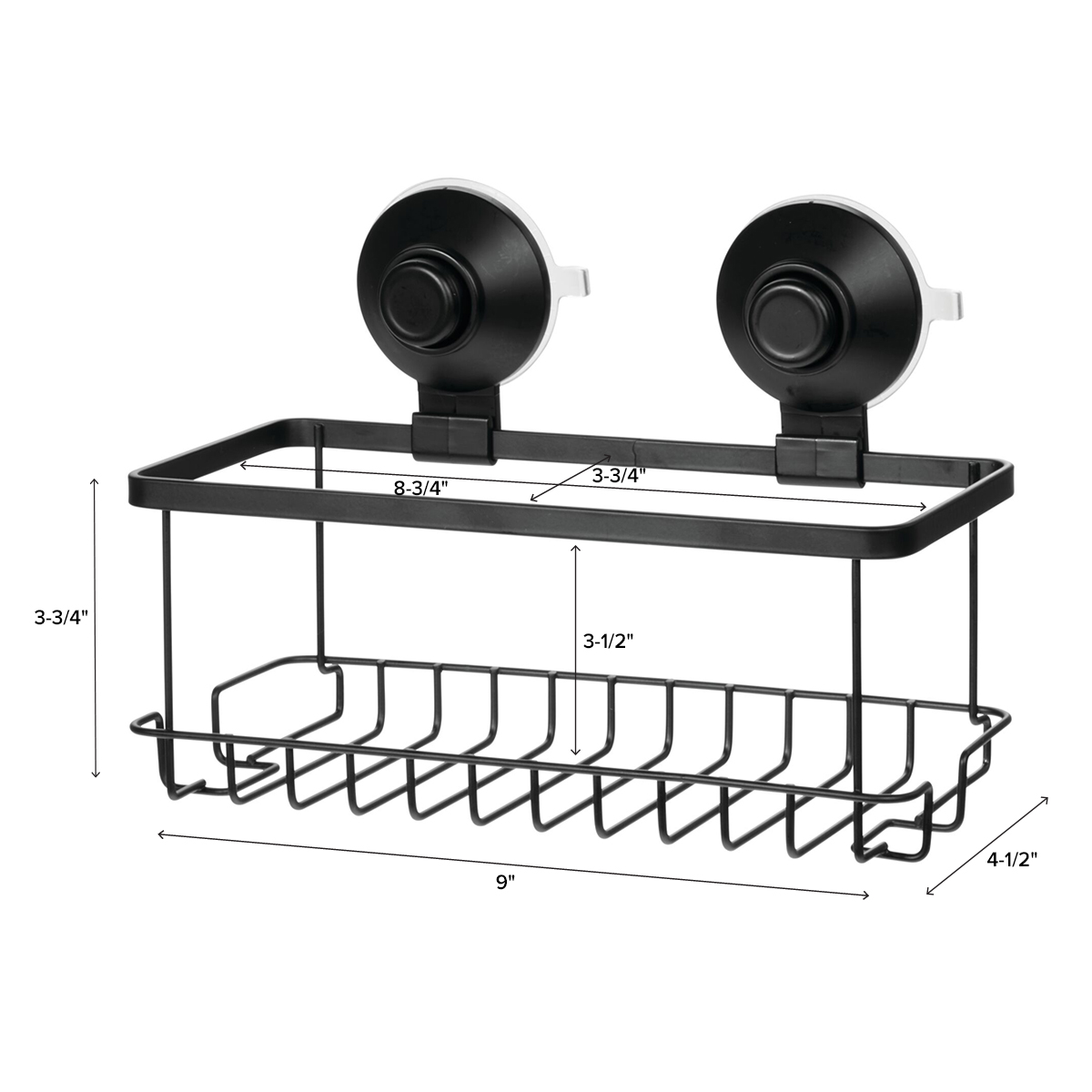 iDesign Everett Matte Black PushLock Suction Shower Basket