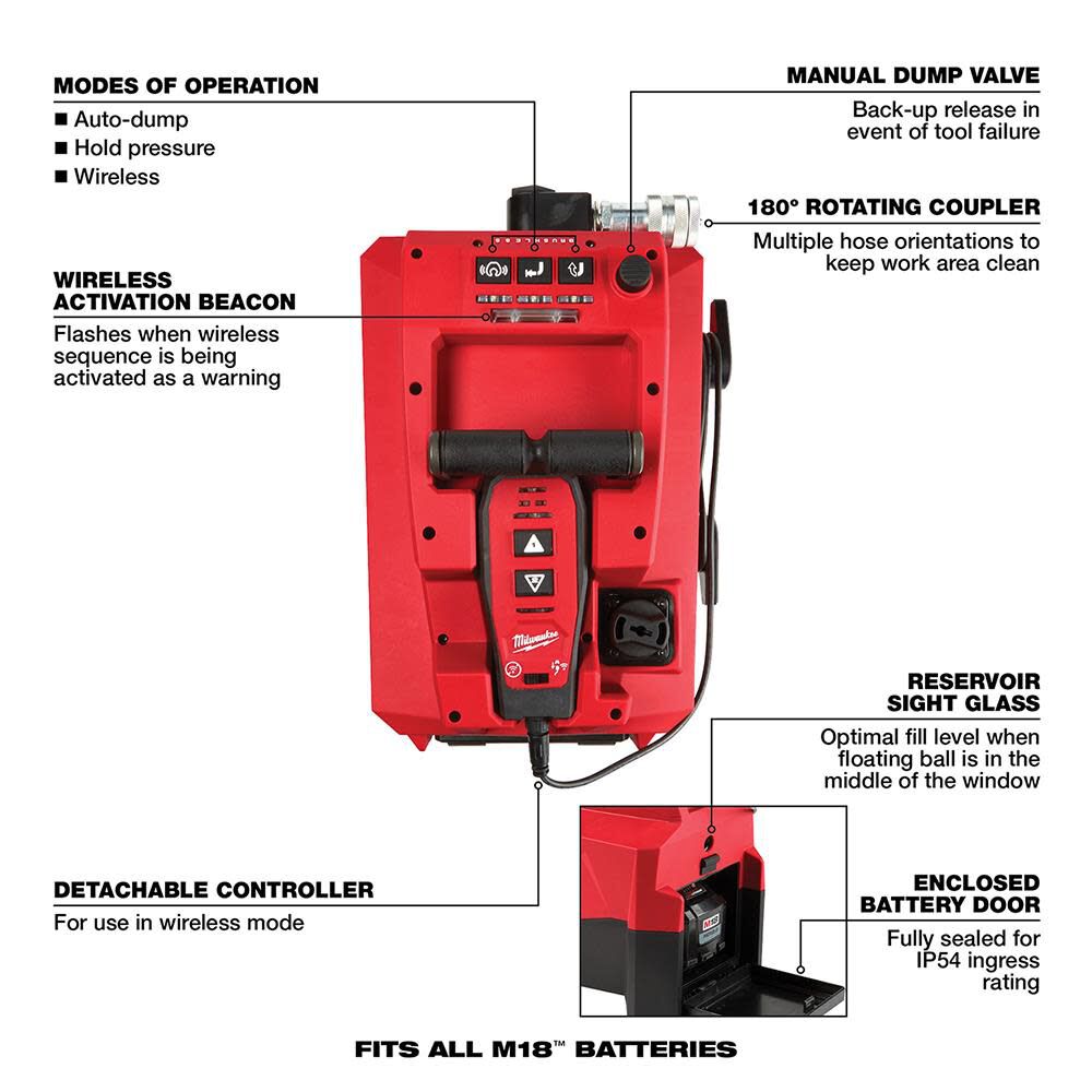 Milwaukee M18 Force Logic 10000PSI Hydraulic Pump Kit 2774-21HD from Milwaukee