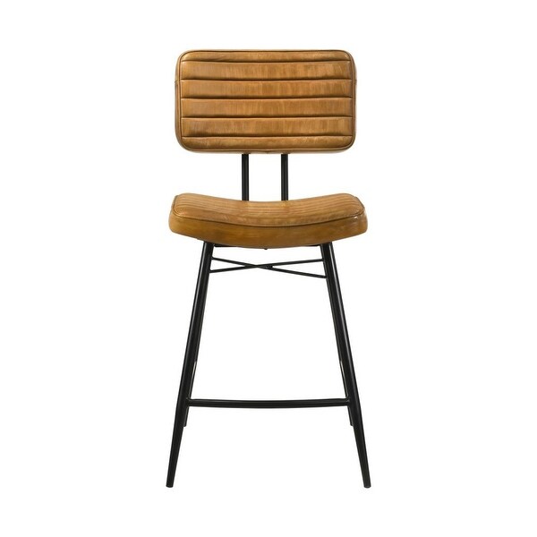 Set of 2 PU Counter Height Stool with Metal Legs