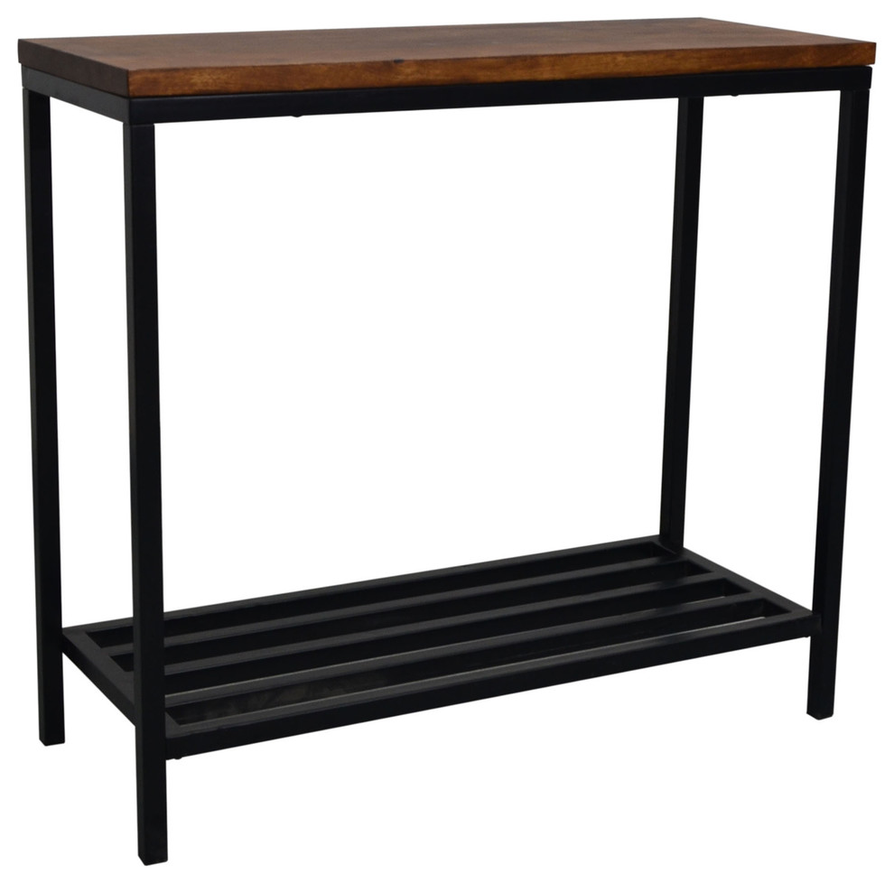 Ethan Industrial Console  Chestnut/Black   Transitional   Console Tables   by CAROLINA CLASSICS  Houzz