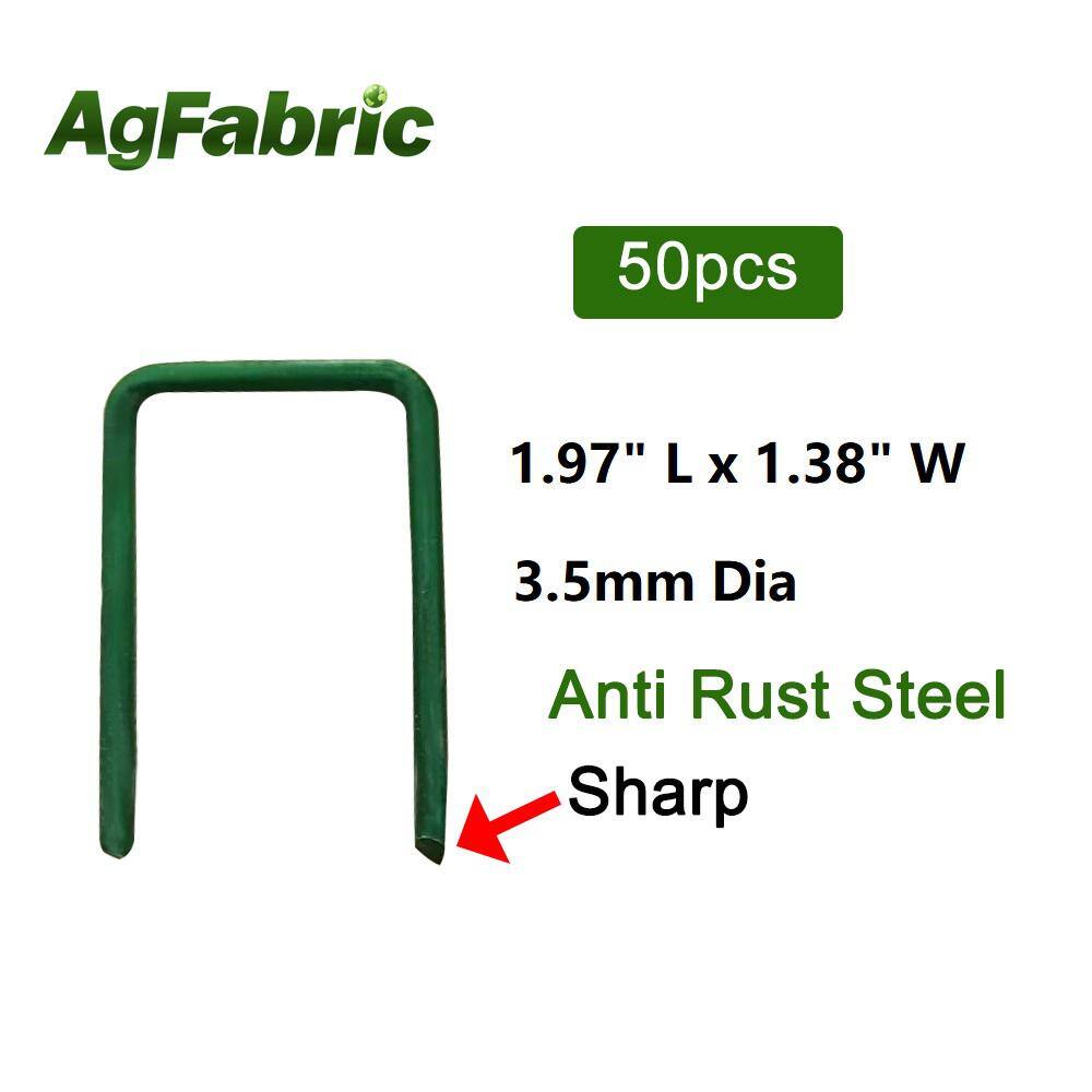 Agfabric Anti-Rust Galvanized Ground Staples Heavy-Duty Steel Sod Stake Anchor Pins U-Shaped Garden Securing Pegs (50-Pack) TPCUP138197950