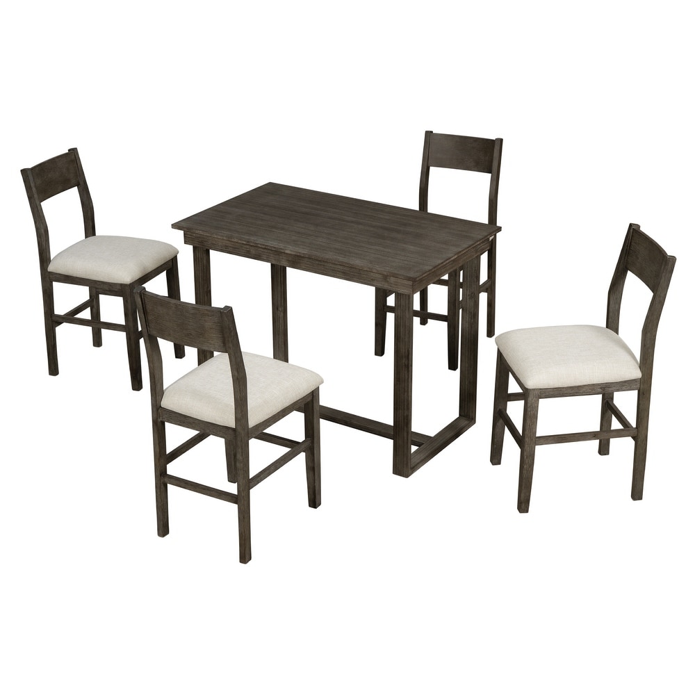 5 Piece Counter Height Dining Table Set with 1 Dining Table and 4 Dining Chairs