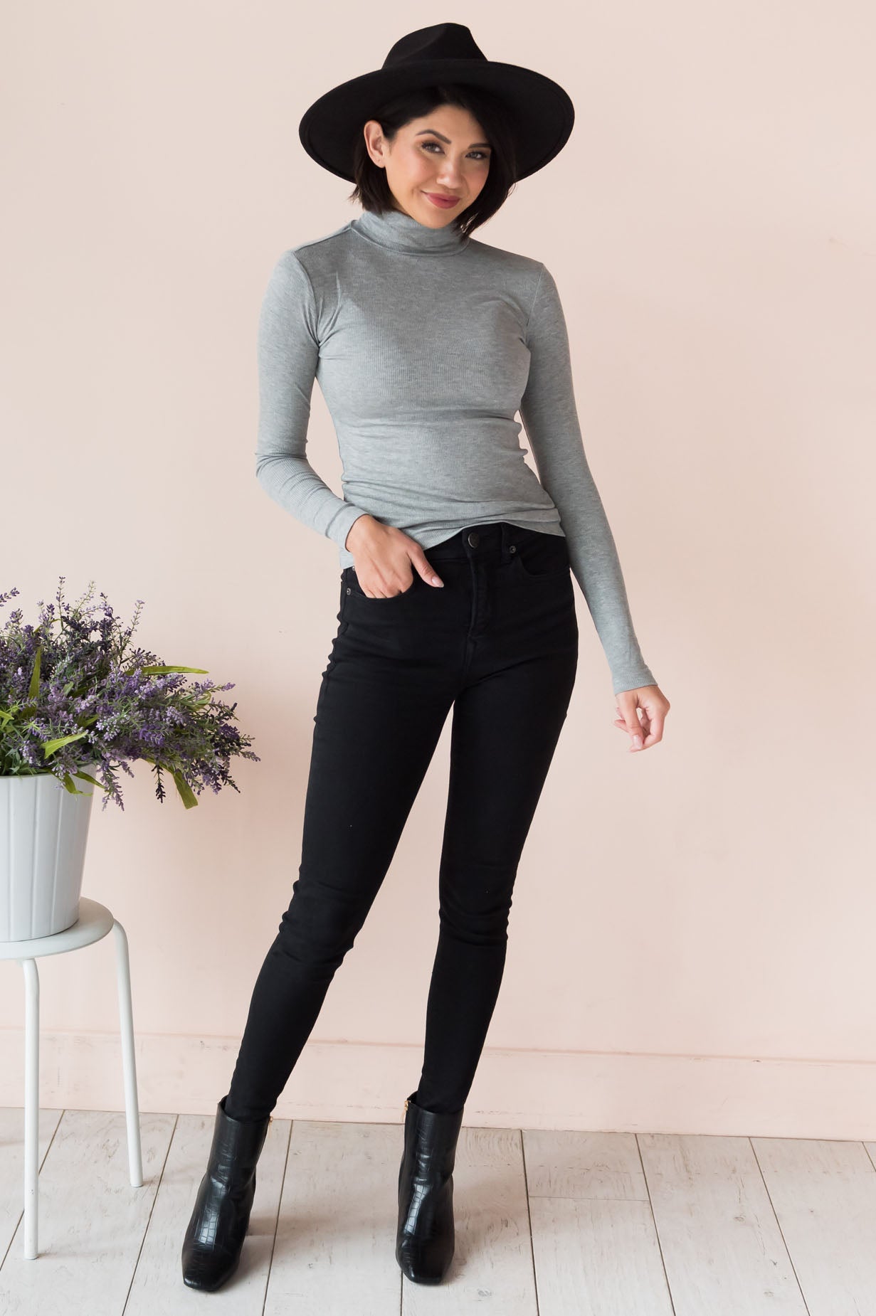 Sway Me Away Modest Turtleneck Top