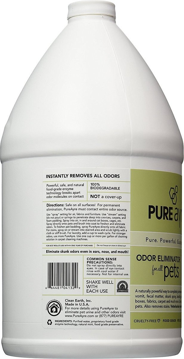 PureAyre Odor Eliminator Dog， Cat， Bird and Small Animal Spray Refill， 1-gallon bottle