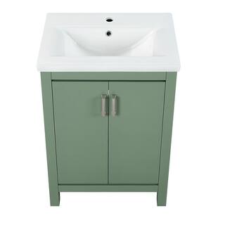 Home Decorators Collection Bailey 24 in. W x 16 in. D x 35 in. H Bath Vanity in Botanical Green with Single Hole White Vitreous China Top BGGVT2416