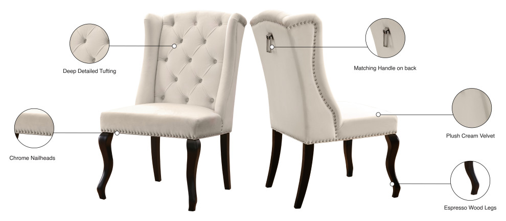 The Florence Dining Chair  Velvet  Set of 2   Traditional   Dining Chairs   by Meridian Furniture  Houzz