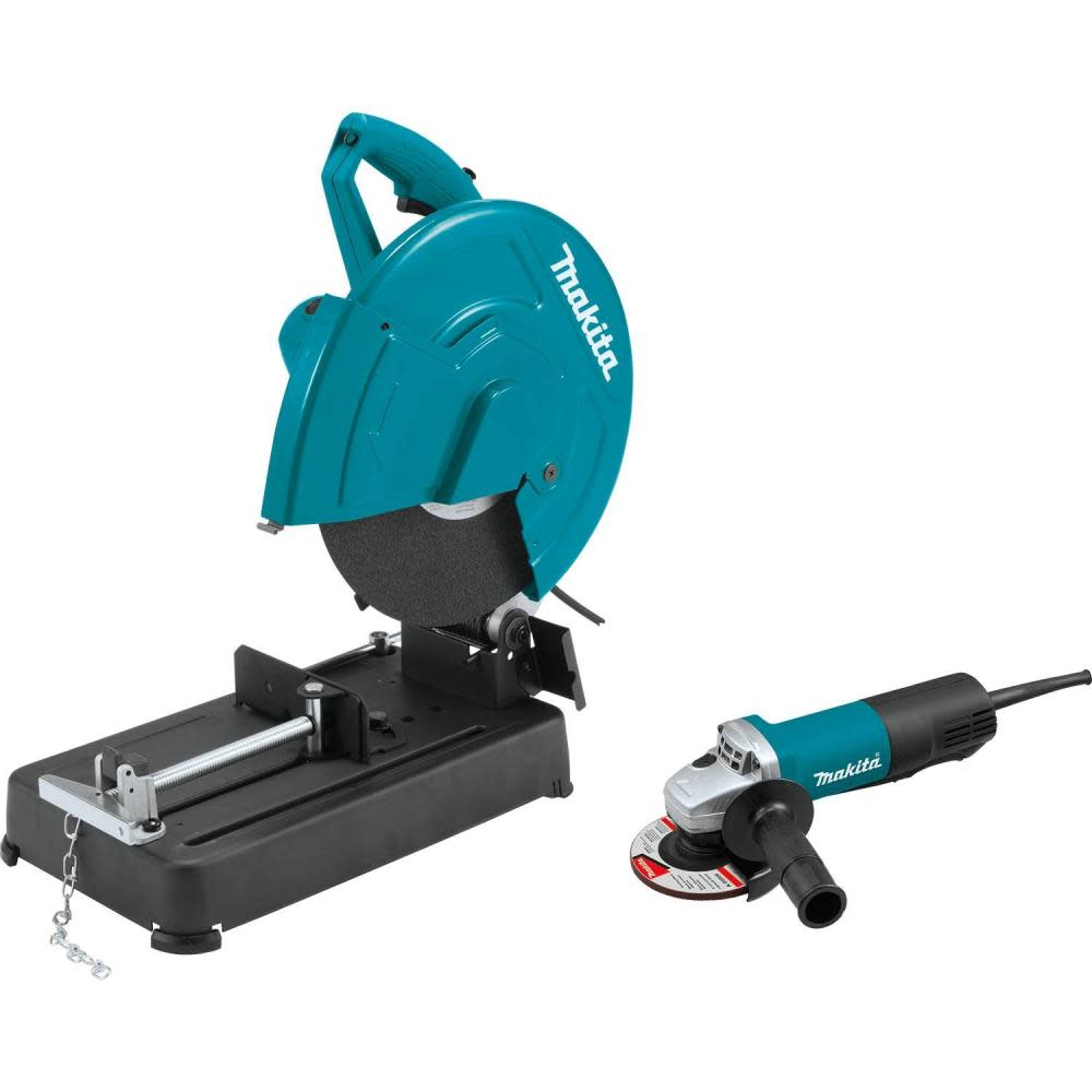 Makita 14 In. Cut-Off Saw with 4-1/2 In. Paddle Switch Angle Grinder LW1401X2 from Makita