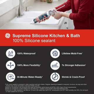 GE Supreme Silicone 10.1 oz. White Kitchen and Bath Caulk 2709108