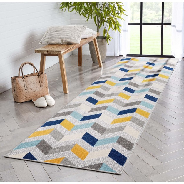 Well Woven Bela Chevron Geometric Indoor Outdoorhigh low Pile Grey Area Rug