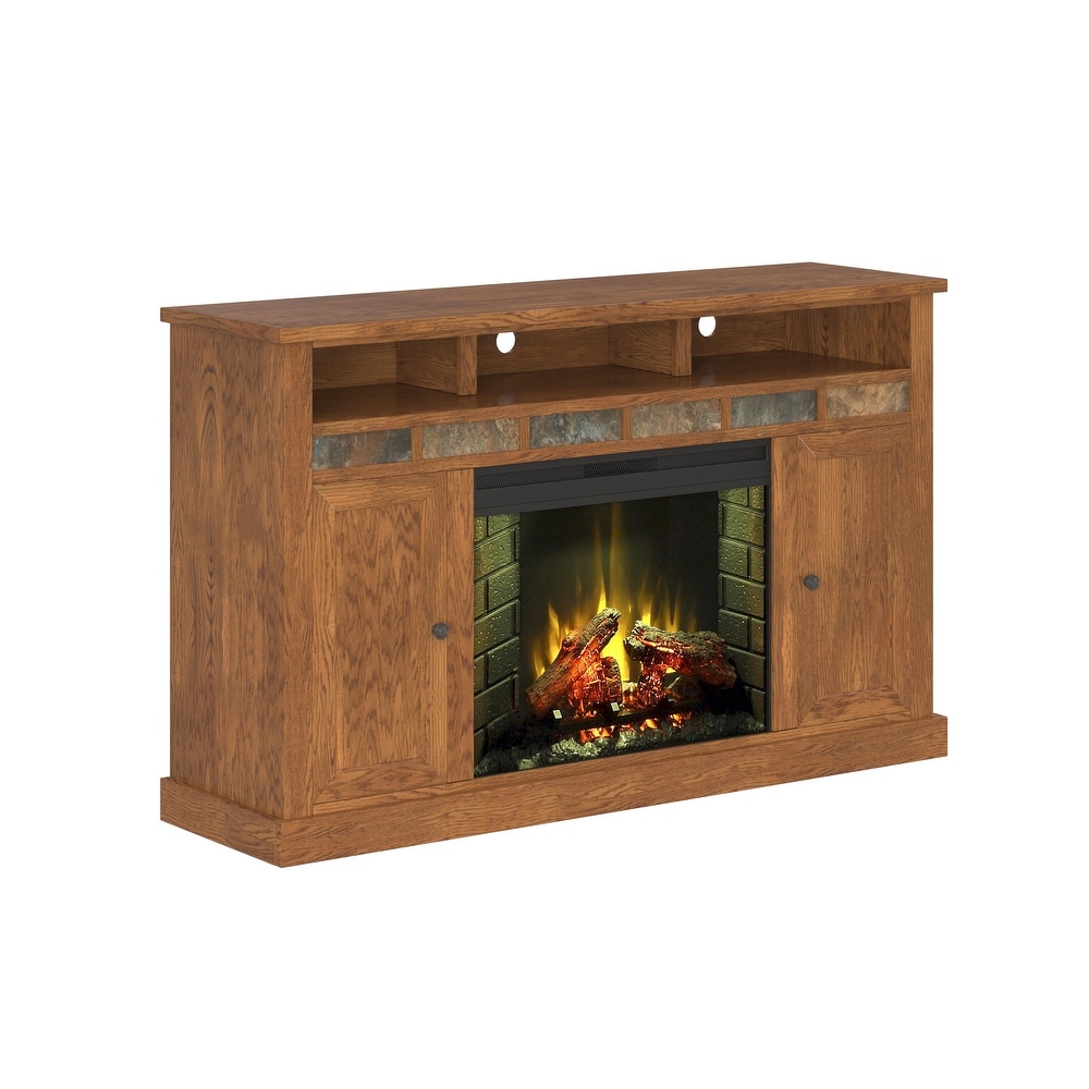 Bridgevine Home 62 inch Electric Fireplace TV Stand for TVs up to 70 inches  No Assembly Required