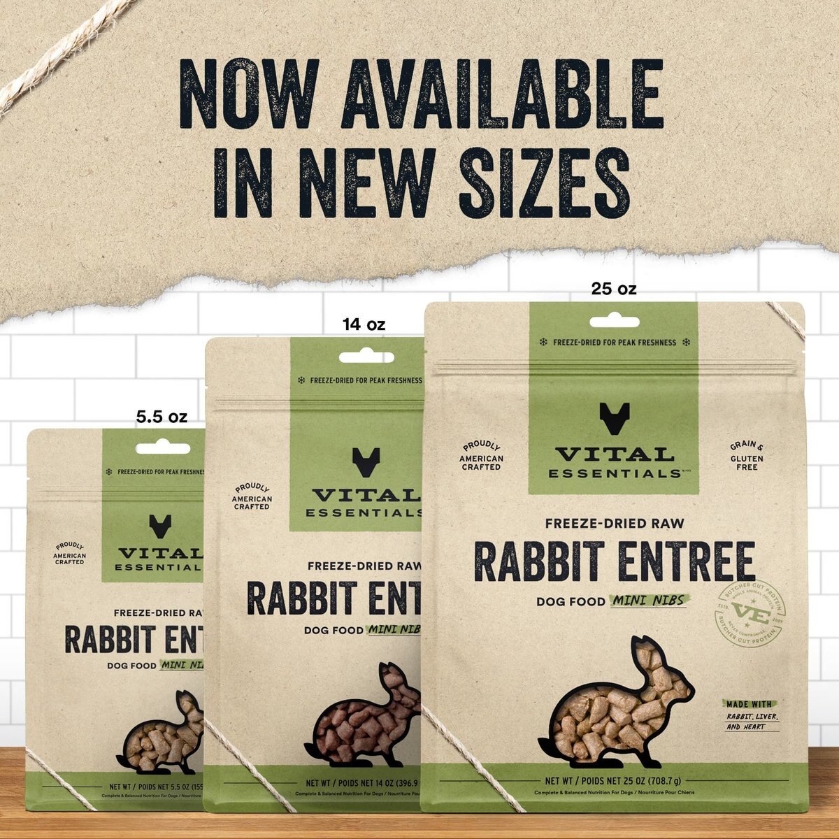 Vital Essentials Freeze-Dried Raw Rabbit Entree Mini Nibs Dog Food