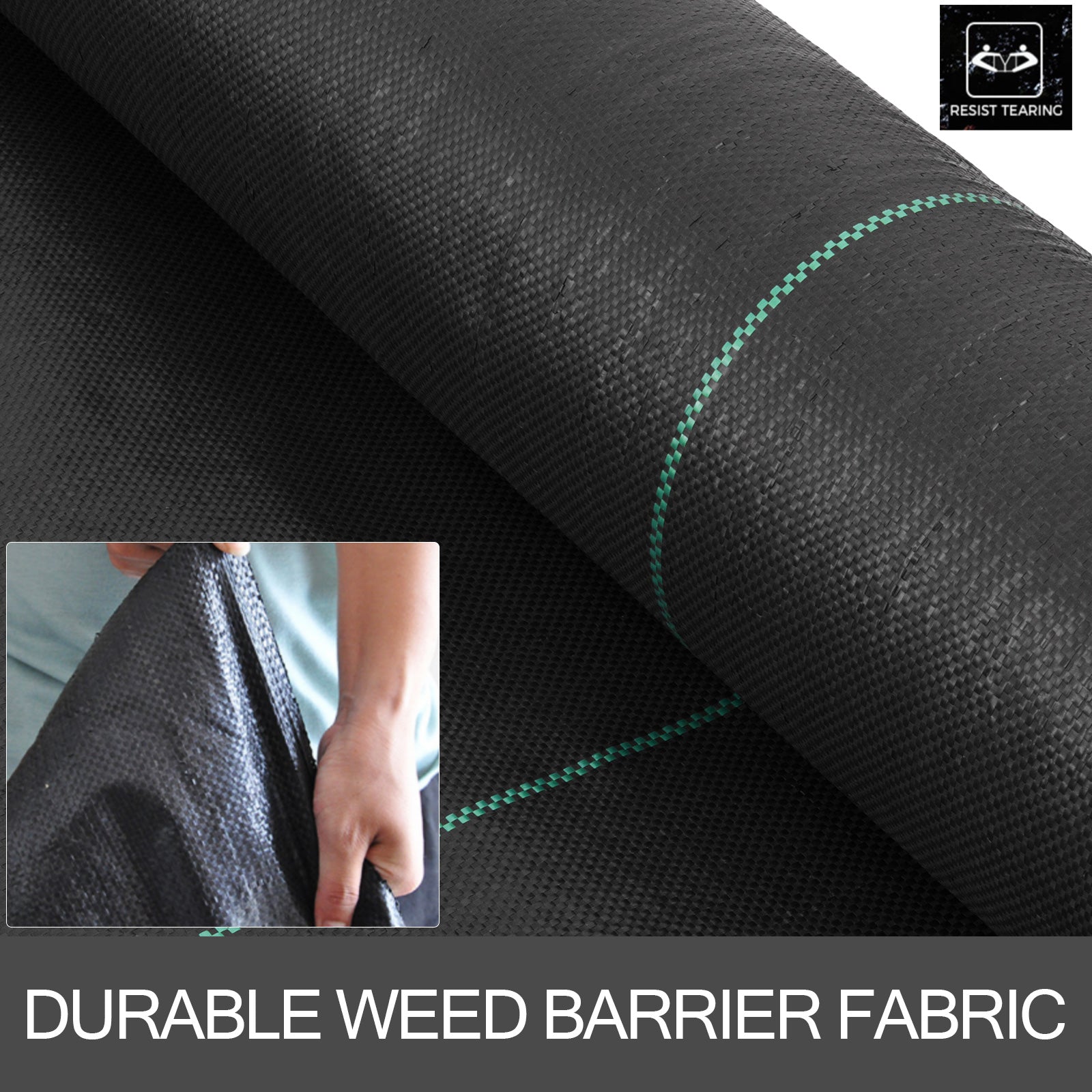 VEVOR 6x300FT Heavy Duty PP Woven Weed Cover Barrier Weed Control Fabric Landscape Membrane Woven Ground Cover 3.2Oz/109gsm Driveway Cover