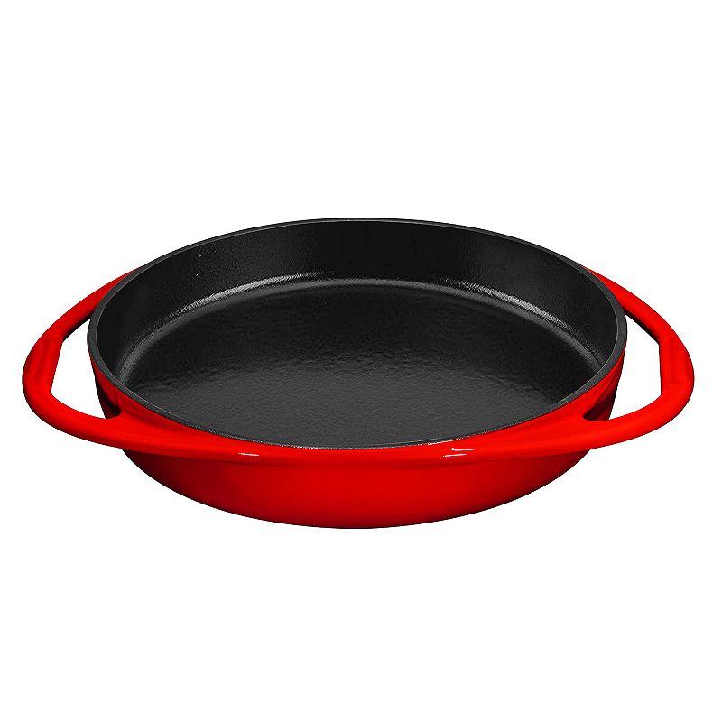 Double Handled Non-Stick Enameled Black Cast Iron Round Tarte Tatin Dish Pan