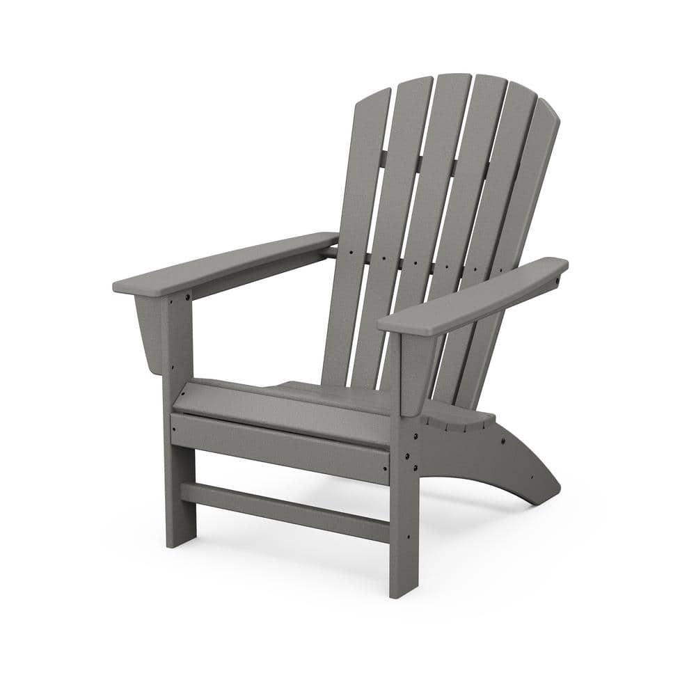 POLYWOOD Grant Park Traditional Curveback Slate Grey Plastic Patio Adirondack Chair Outdoor