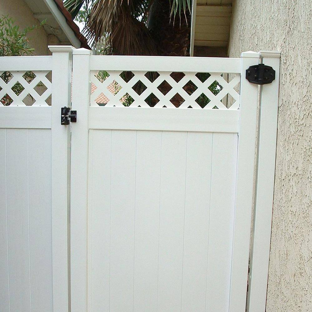 Weatherables Glenshire 3 .5 ft. W x 6 ft. H White Vinyl Privacy Lattice Top Fence Gate Kit SWPR-LAT11.3-6X42.5