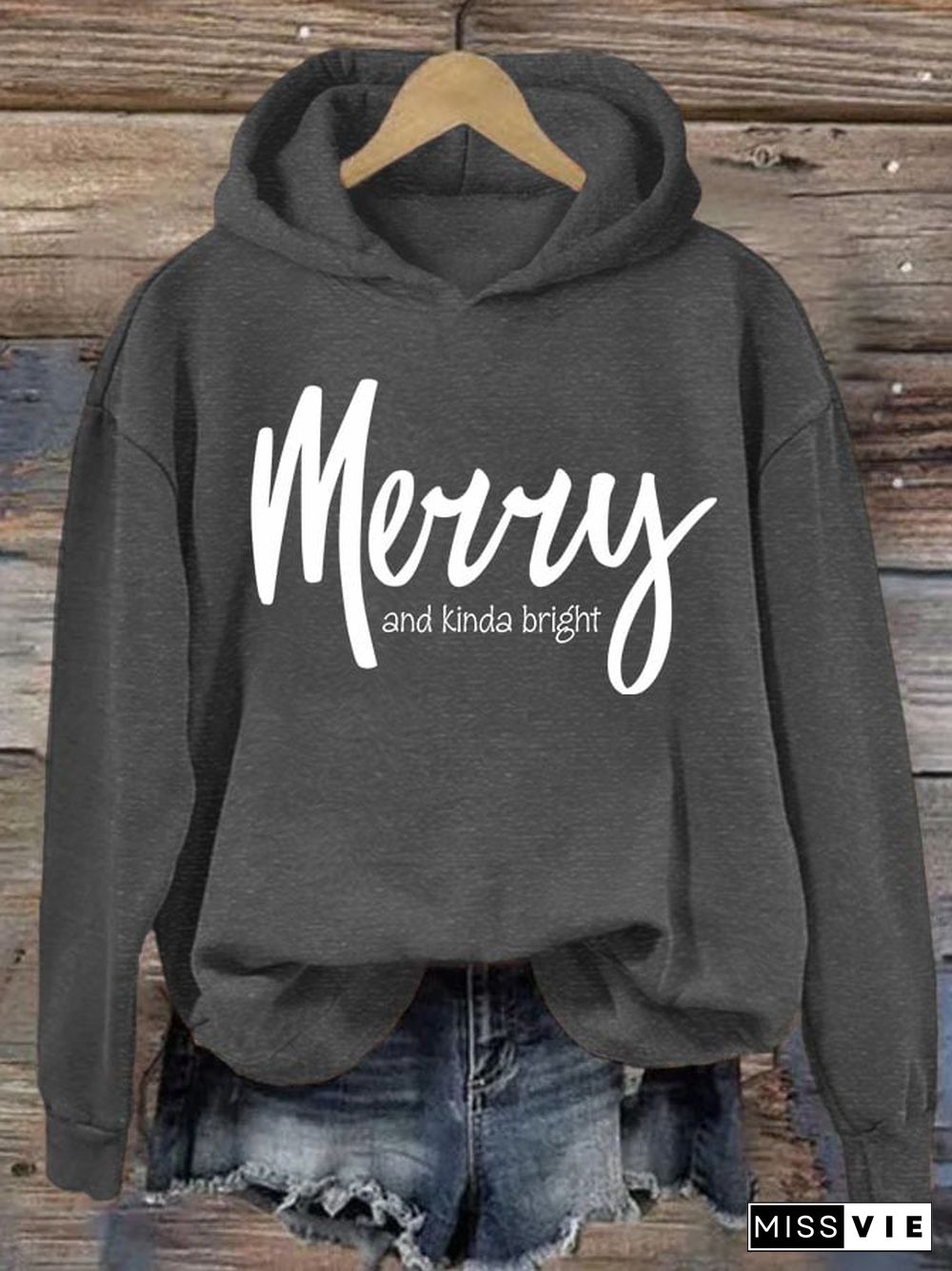 Women's Christmas Merry and kinda bright hoodie