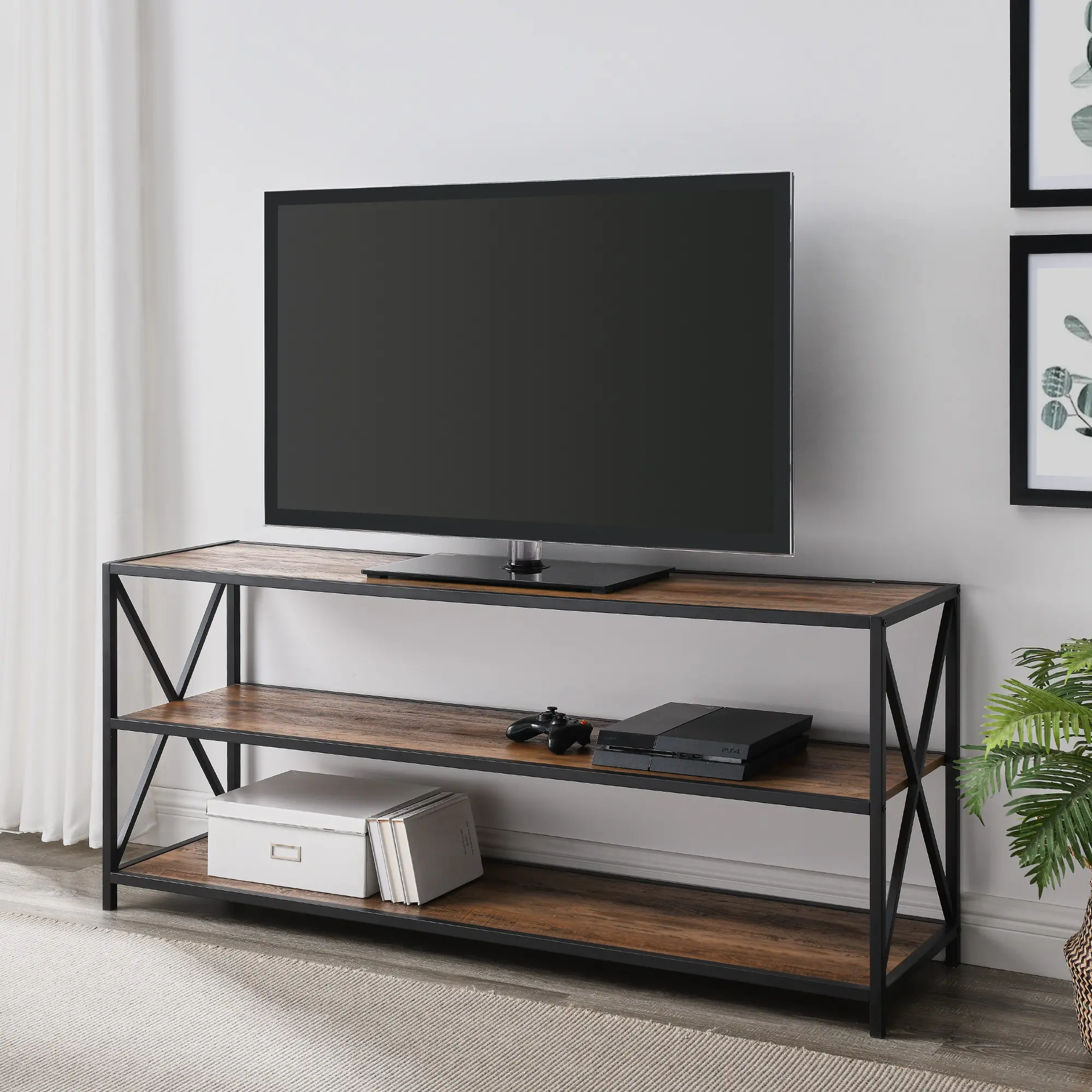 Rustic Oak and White Sofa Table - Walker Edison