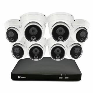 Swann 8-Channel 4K UHD 2TB DVR Security Camera System with 8 Wired Dome Cameras with PIR Motion Sensor SODVK856808D-US