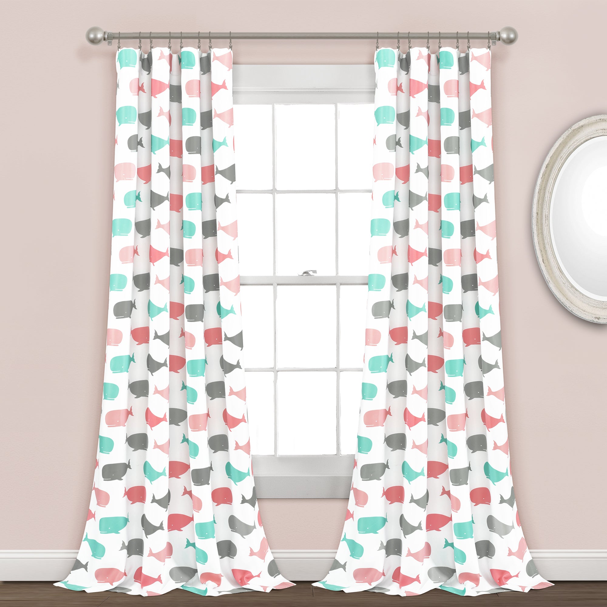 Whale Window Curtain Panel Set