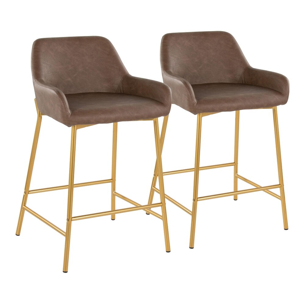 Silver Orchid Galotti Gold Fixed Height Upholstered Counter Stool   Set of 2