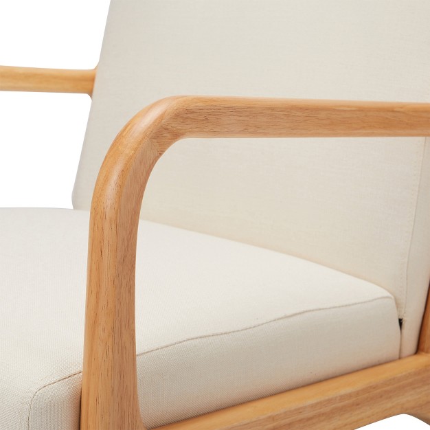 Jomeed Oak Wood Frame And Linen Upholstery Mid Century Modern Accent And Leisure Chair Beige