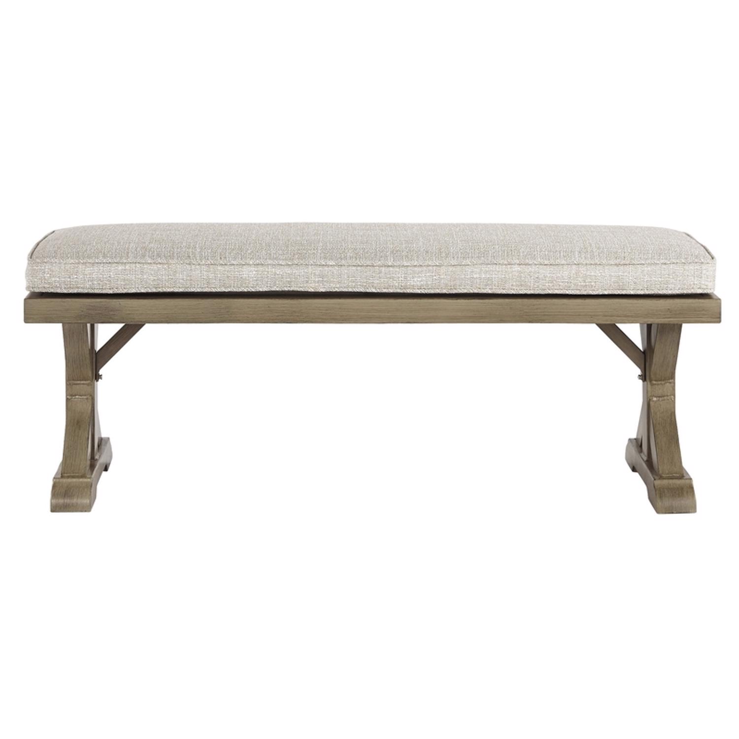 Signature Design by Ashley Beachcroft Brown Aluminum Frame Dining Bench Beige