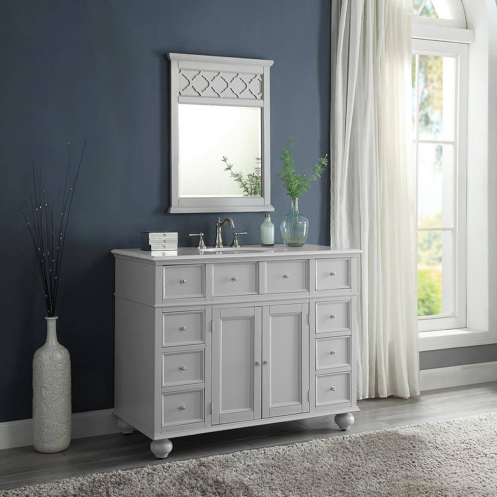 Home Decorators Collection Hampton Harbor 44 in. W x 22 in. D Bath Vanity in Dove Grey with Natural Marble Vanity Top in White BF-21375-DG