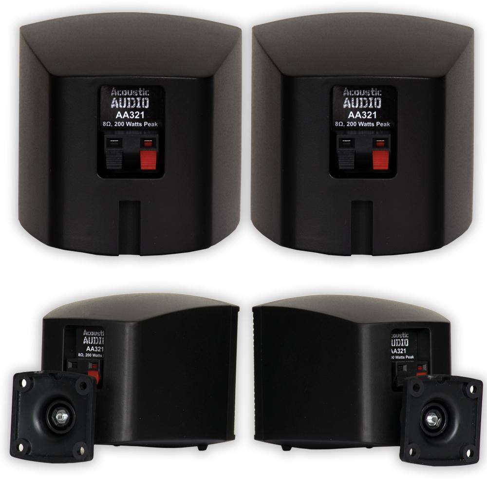 Acoustic Audio by Goldwood 400-Watt Mountable Indoor Speakers Bookshelf Pair in Black AA321B