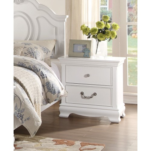 Classic Traditional Style 1pc Nightstand Wood Whit...