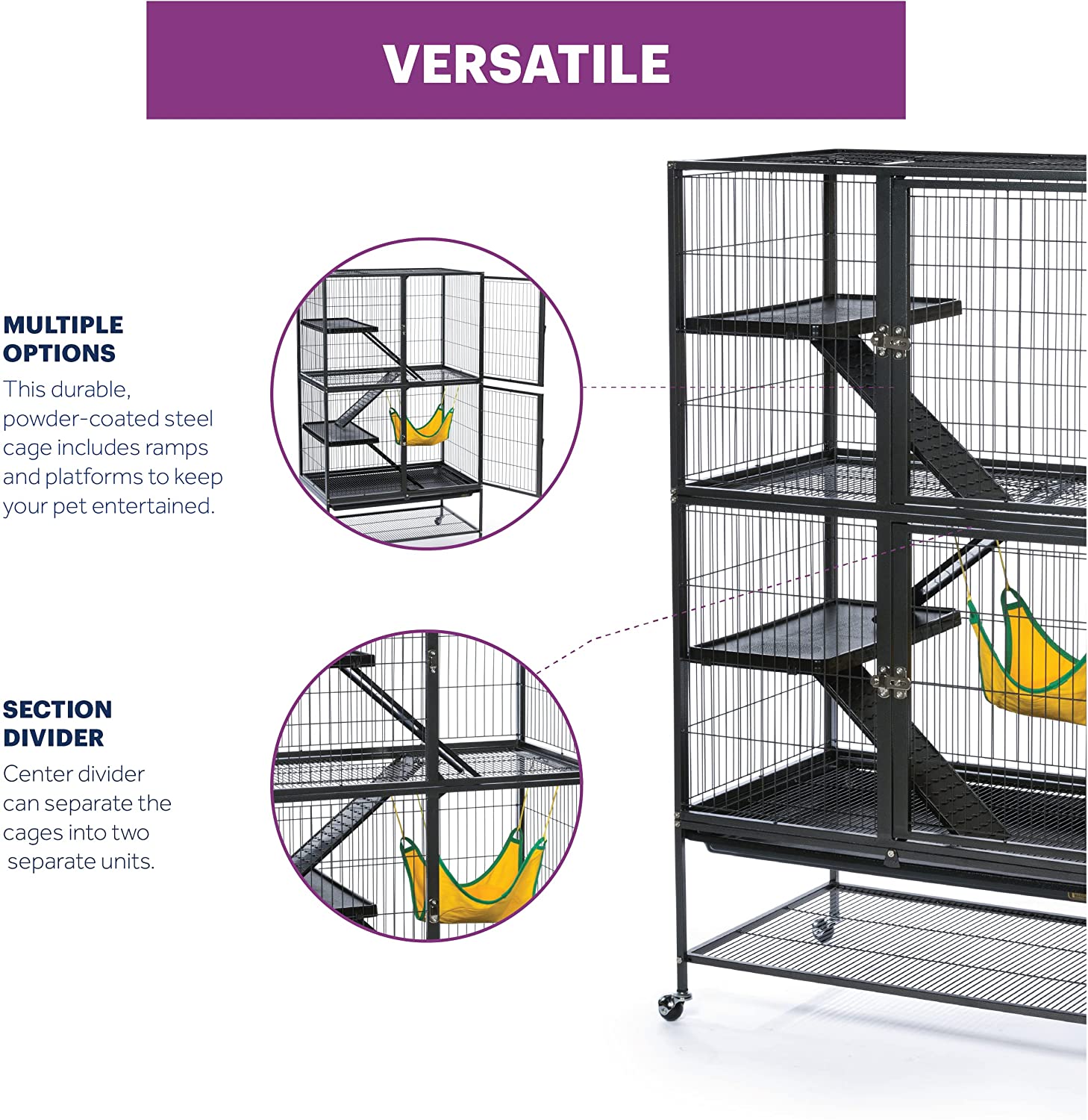 Prevue Hendryx Black Feisty Ferret Cage， Black Hammertone